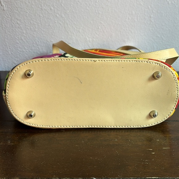 Multicolored Tropical Flowered Fruits Summer Beach Handbag Purse - Picture 7 of 7